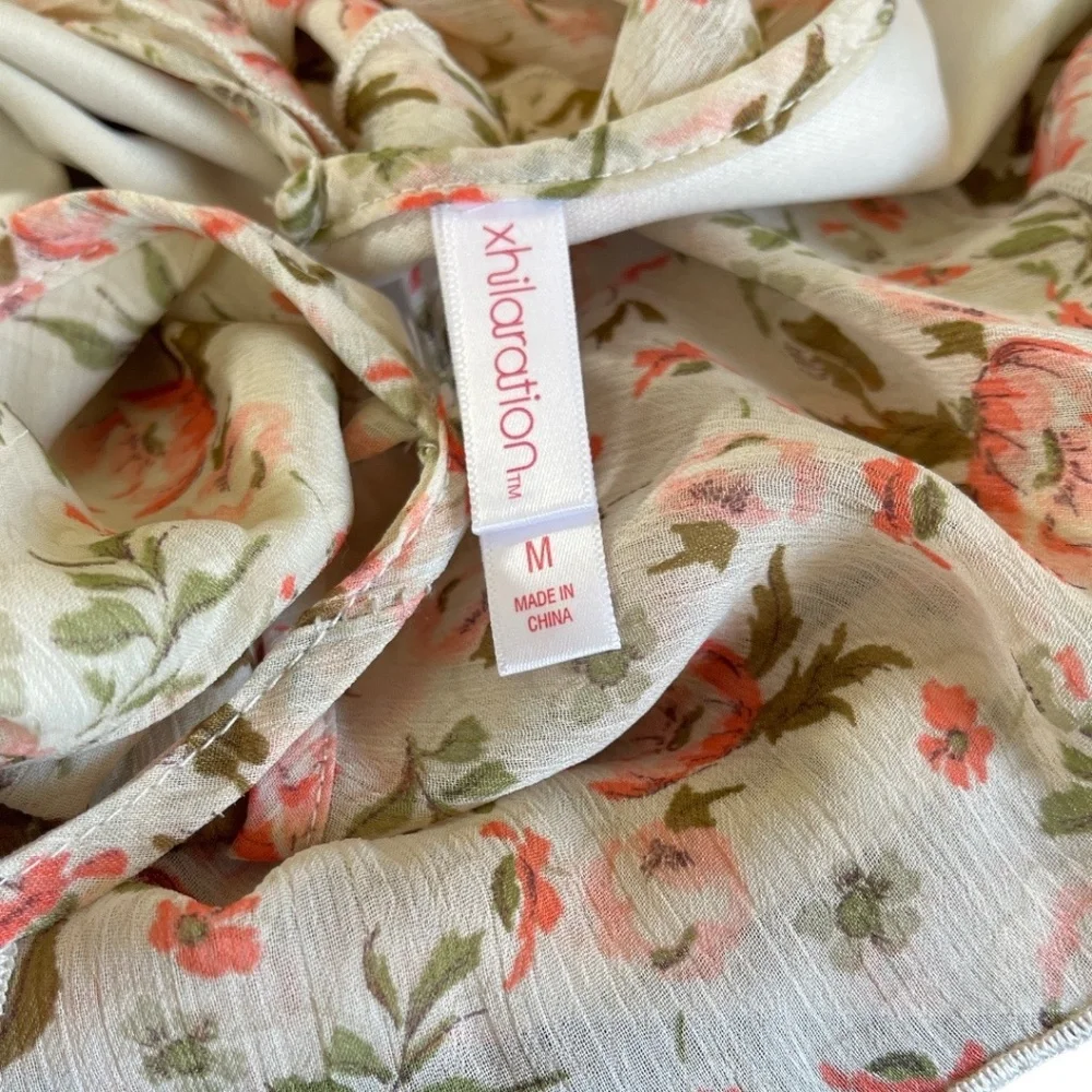 NWT Exhilaration Floral‎ Print Cold Shoulder Wrap Dress  Size M
